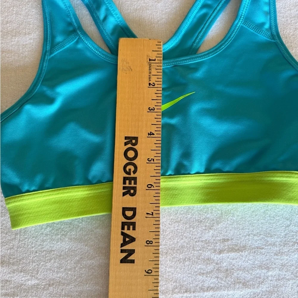 Nike Pro Dri-FIT Sports Bra Teal Lime Green Classic Swoosh Women's Size Small